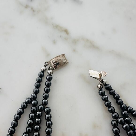 Vintage Hematite & Green Beaded Statement Necklace - Picture 10 of 10